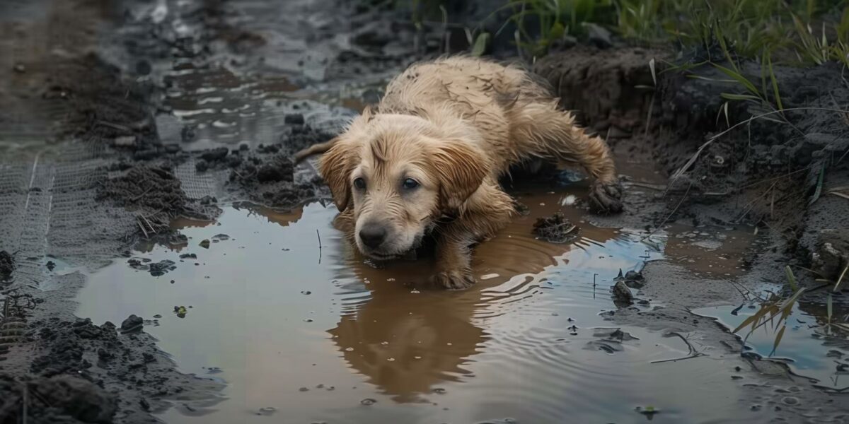 Heartbreaking Discovery of a Pup Fighting for Survival in a Puddle