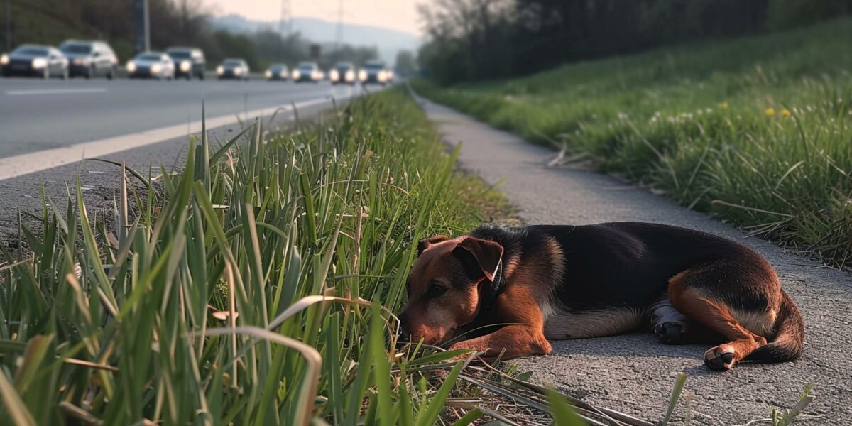 Man Discovers Pregnant Dog Waiting Desperately for Help on the Highway