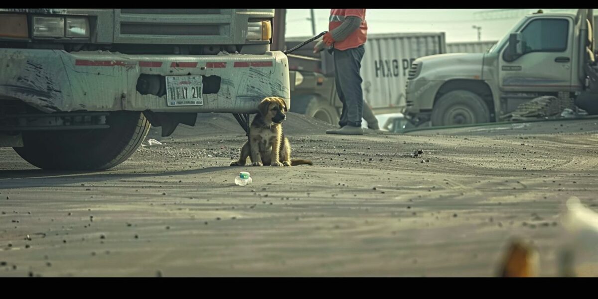 Rescuer's Emotional Encounter with Struggling Dog in a Truck Yard