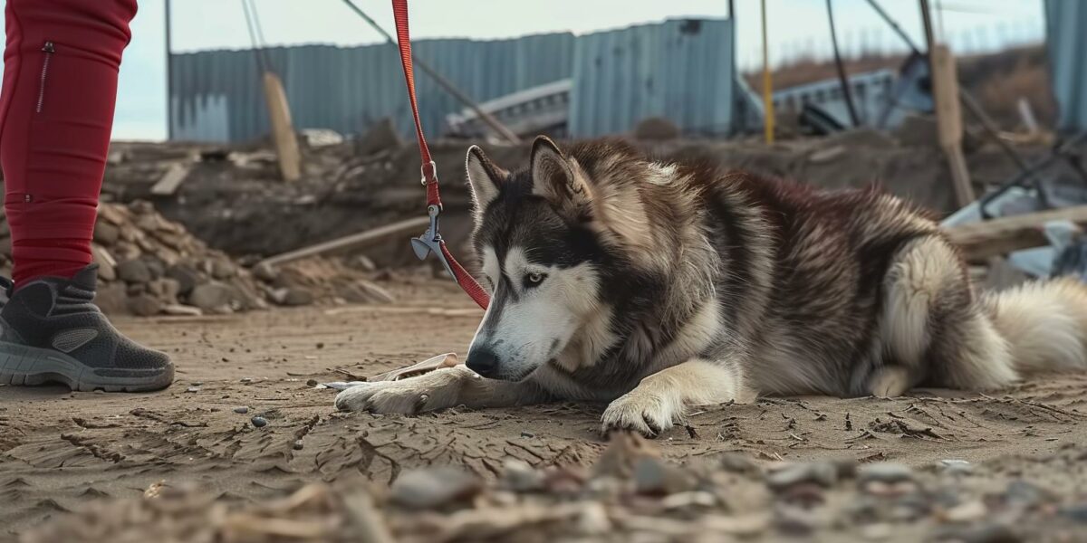 Rescuers Stunned by Heartbreaking Discovery of Pregnant Husky at Construction Site