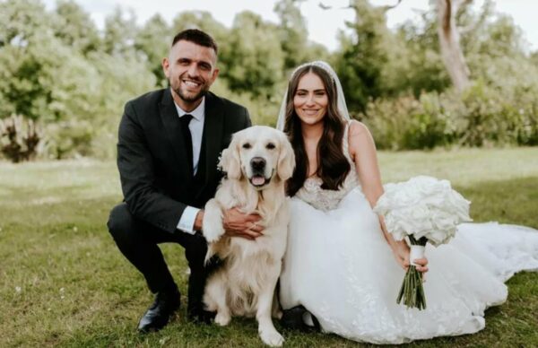 Couple's Wedding Takes an Unexpected Turn with Adorable Four-Legged Guests-1