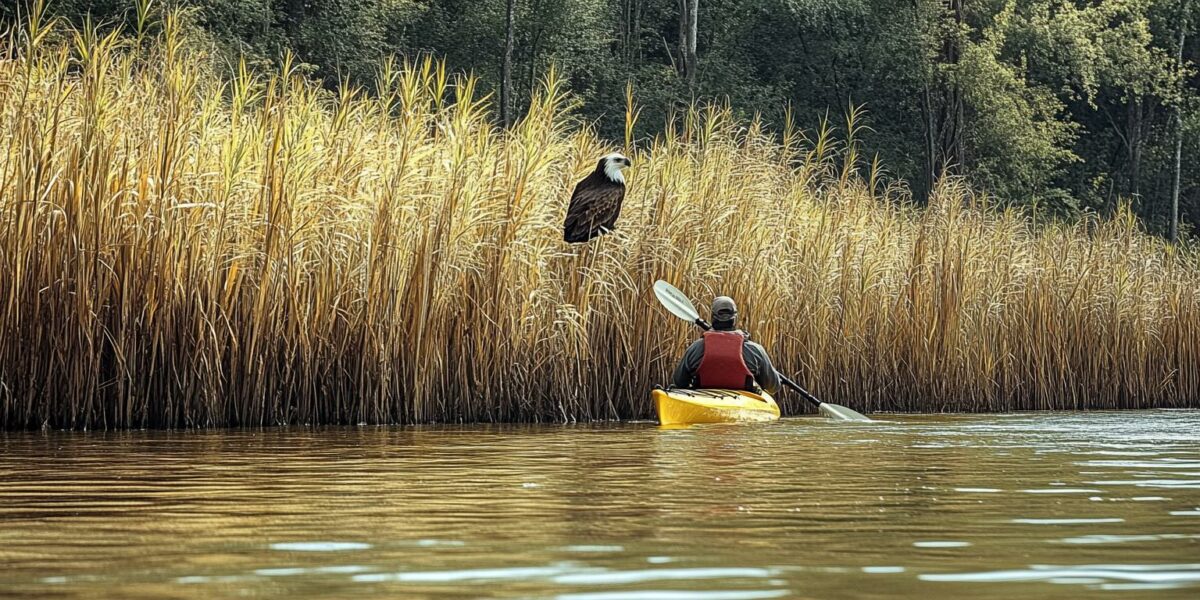 Kayaker's Heart Stops When He Sees Unexpected Creature Peering From Reeds