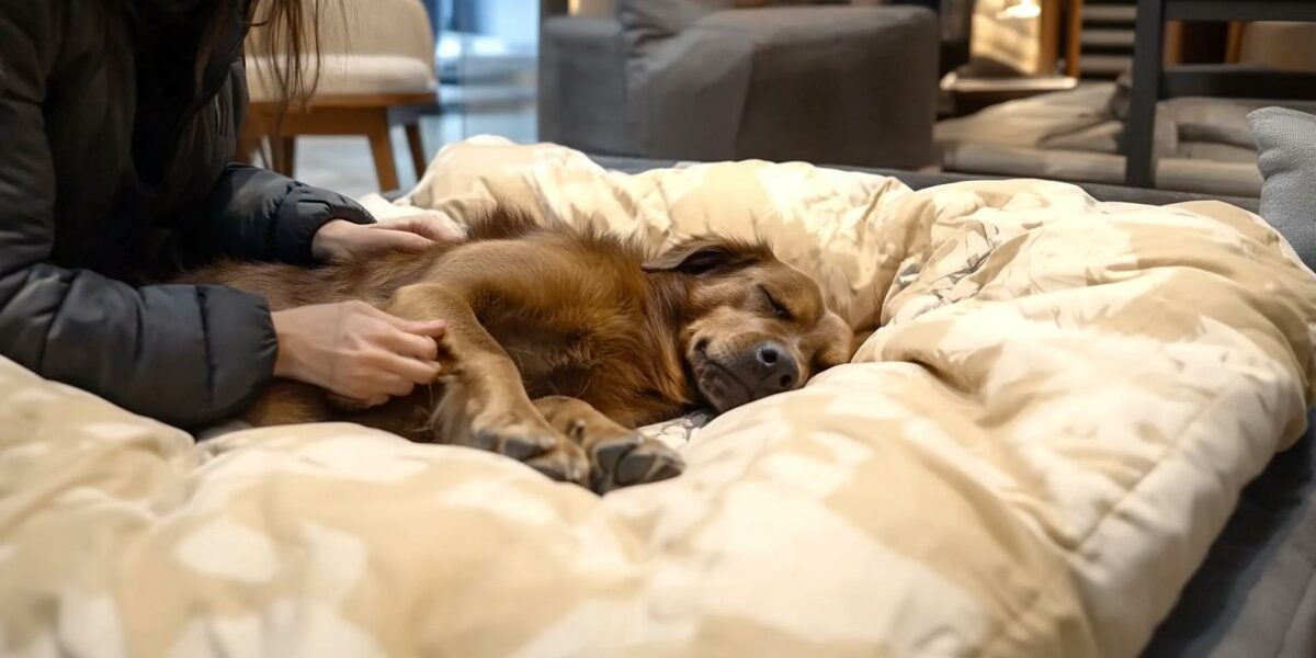 You Won't Believe What This Stray Dog Did When He Found a Cozy Bed in a Furniture Store