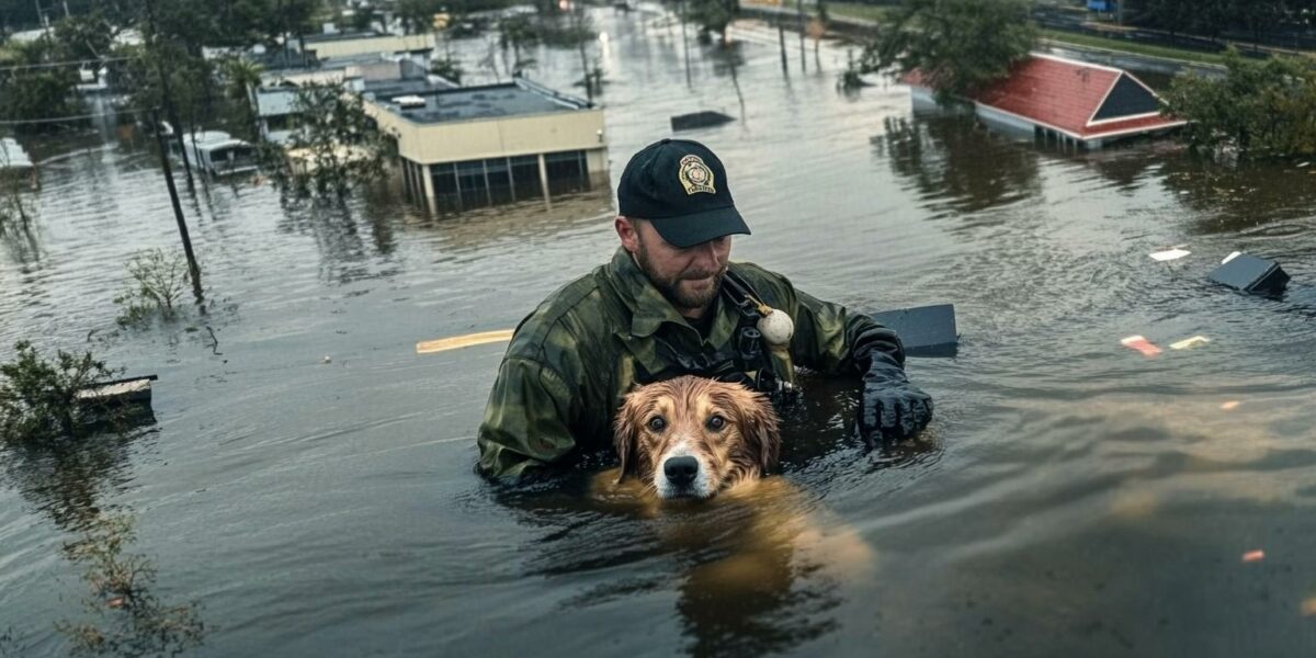 The Unbreakable Bond: A Dog's Grateful Gaze Captures Hearts in Florida Flood Rescue